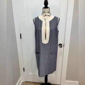Emerson Fry Chambray Blue and Cream Dress